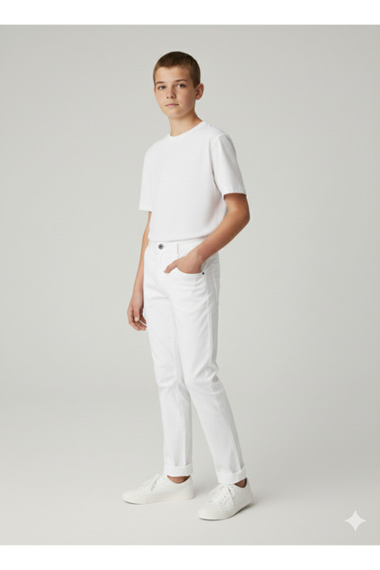 Boys' Stretch White Pants