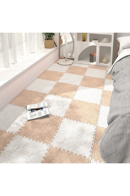 10 Pcs Interlocking Bedroom Bedside Washed Stitching Floor Carpet 30*30cm