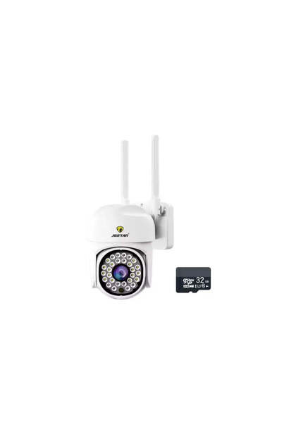 Комплект WiFi камера + 32GB, JTZ-8161QJ 2MP Full HD, Движение и нощно виждане, Бяла
