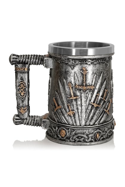 Premium Paslanmaz Çelik İç Hazneli Metal Görünümlü Viking Bira Kupası – Varil Tasarım 600Ml