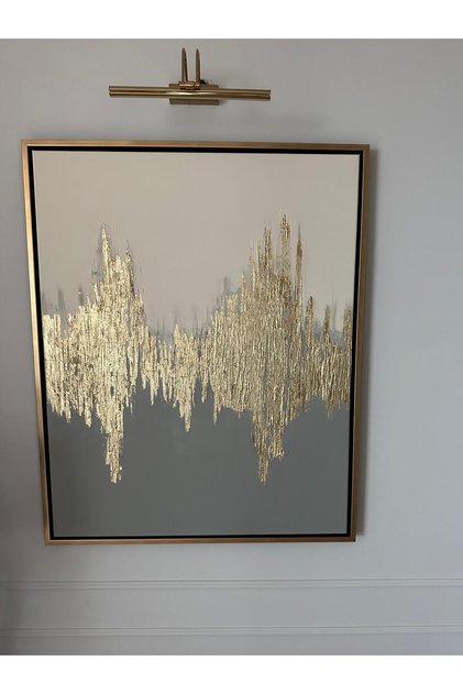 BesArt - Rölyef Dokulu Modern Tablo Gold Eskitme Çerçeveli