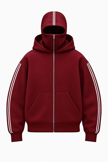 eyonnwear Kar Maskeli Şerit Detay Ninja Sweatshirt 3 İplik Hırka