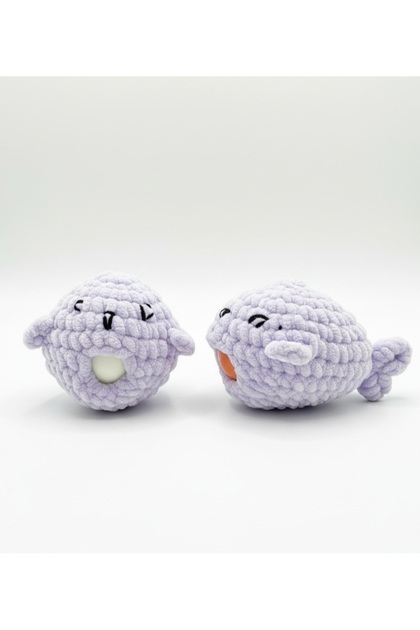 Sakız şişiren balık lila renk amigurumi oyuncak 9 cm