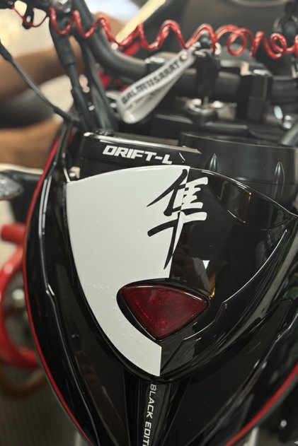 White Color Hayabusa Motif Head Detail Sticker for Mondial Drift-L