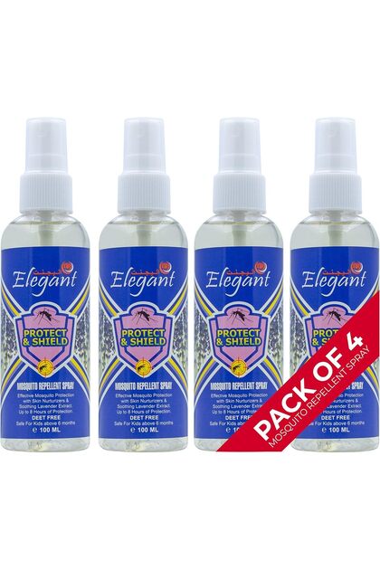 Elegant Mosquito & Tick Repellent Spray - 100ML - Pack of 4 - Lavender - DEET-Free
