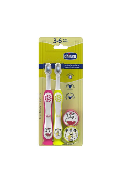 Bipack 2 Children's Toothbrushes Hippo & Panda 3-6 Years
