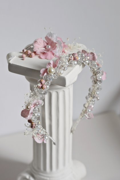 Powder Floral Pearl and Crystal Mother Baby Crown – Maternity Crown, Birth Photo Crown
