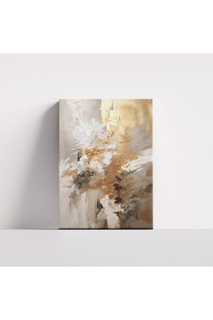Modern Grey and Gold Canvas Wall Art – Abstract Home Decor (30x40 cm Framed)