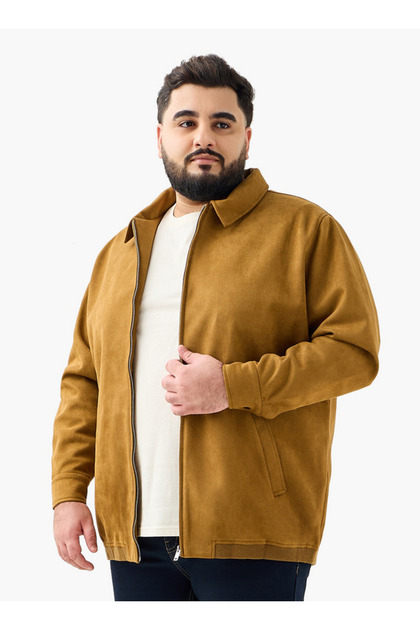Men Regular Fit Suede Longline Jacket