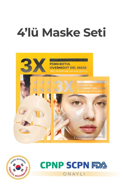 3X Pdrn Botul Overnight Mask – Skin Renewing Botox-Effect Collagen Gel Mask 4 Pcs