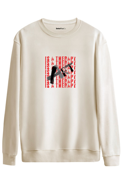 Art Is a Therapy Printed Crew Neck Oversized Sweatshirt