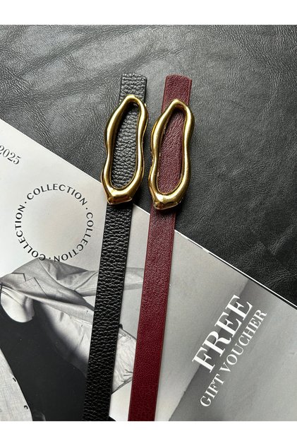 2-Pack Laud Long Wave Patterned Women's Gold Buckle Belt Jacket Belt Dress Belt Trouser Belt