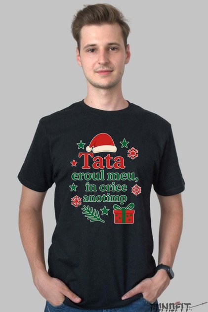 Tricou De Craciun Tata Eroul Meu Barbat
