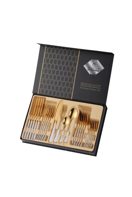 Premium 304 Stainless Steel 24-Piece Cutlery Set – Tableware Set for 6 People White Color