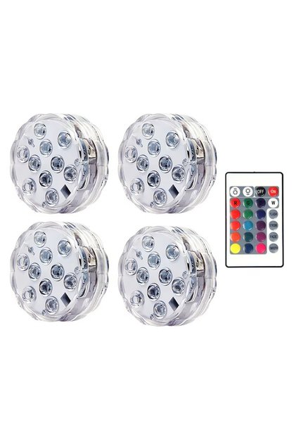 10LED 1remote 4PCS 10leds RGB Submersible Light Remote Control Underwater Night Lamp Outdoor Swimmin