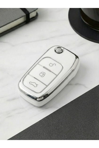 Ford Focus Mk2 Fiesta C-Max Courier Mondeo Courier Ecosport B-Max 3 Button Nano Key Case Cover White
