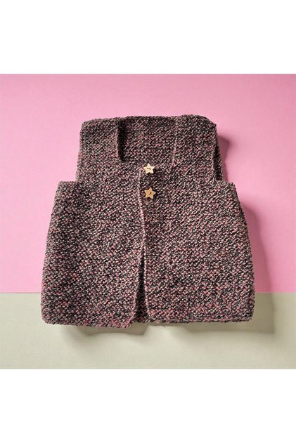 Baby Hand Knitted Vest Pink Black