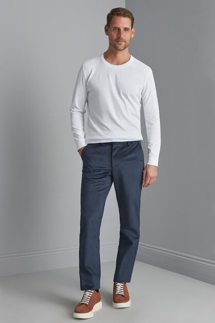 Men's Navy Blue Velvet Regularfit / Comfortable Fit Trousers