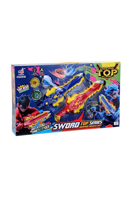 Flower Toys Kılıç Fırlatıcılı 4'lü Metal Işıklı Topaç Savaş Seti