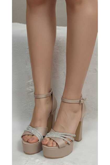 Women's Cross Platform Heelled Evening Shoes with Rivets