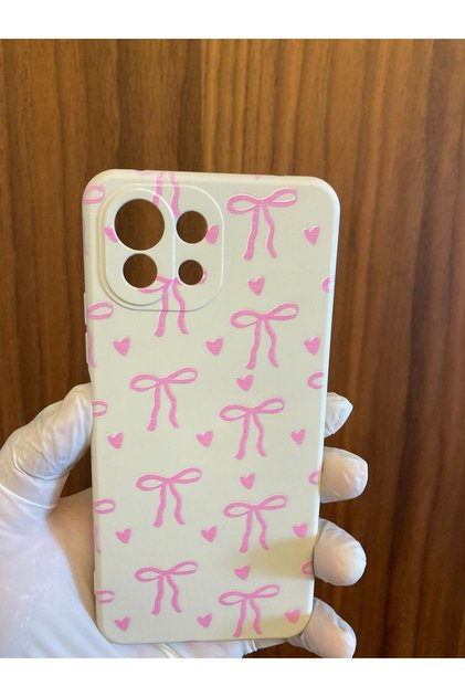Mi 11 Lite Ribbon/Bow Printed Inside Velvet Silicone Phone Case
