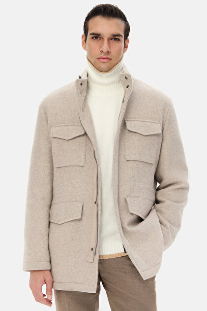 Ds Damat Regular Fit Stone Plain Coat
