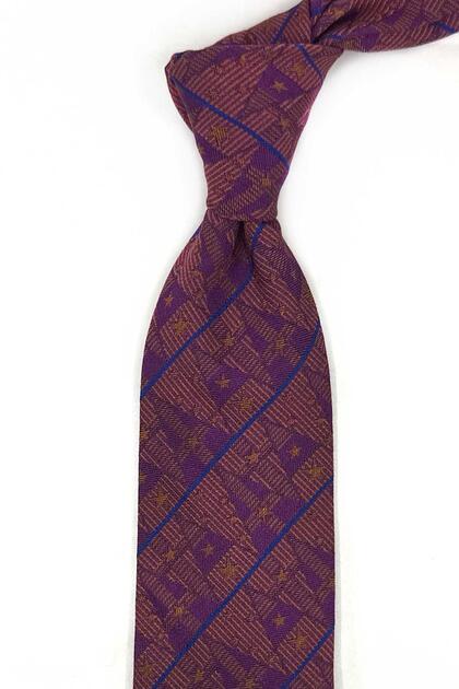 Olmeccia Style Purple Italian Silk Tie Ik2085