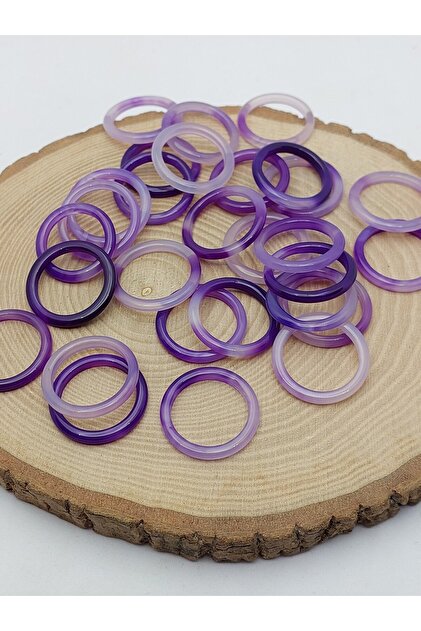 Agate Stone Thin Size Ring – Foggy Purple Variegated – 3mm Thickness (59984) - Price Is for 1 Piece of Ring