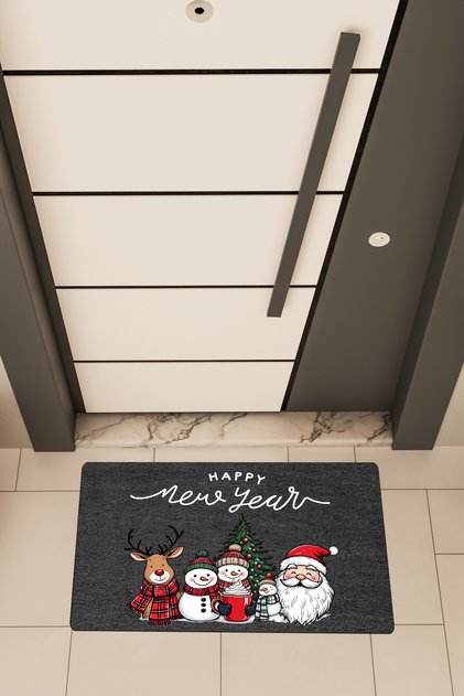 Yüksek Kaliteli Dijital Baskı, Yeni Yıl, Merry Christmas, Yılbaşı temalı Kapı Önü Paspası