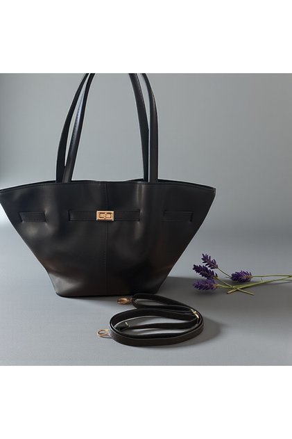 Lock Detail Magnet Closure Women's Hand Shoulder Bag
