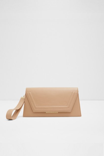 QUARIE - Kadın Küçük Boy Bej Tek Bölmeli Çıkarılabilir Zincir Askılı Clutch El Çantası