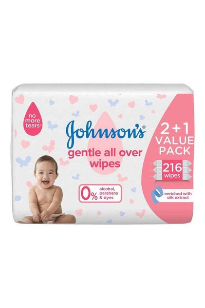 Gentle All Over Baby Wipes, 2+1 Pack of 72 Wipes, 216 Count