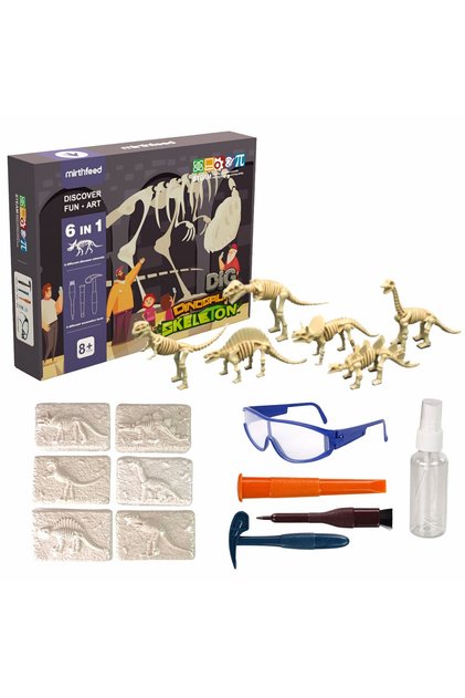 6-in-1 Dinosaur Fossil Dig Kit for Kids | STEM Excavation & Skeleton Discovery Set