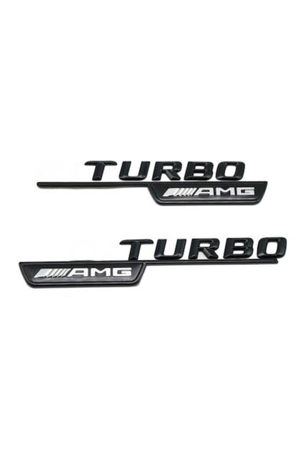 Σετ 2 εμβλημάτων Turbo AMG για πτέρυγα Mercedes, Μαύρο