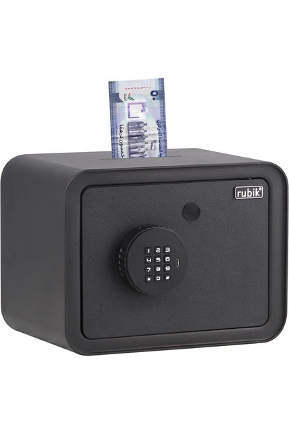 Piggy Bank Safe with Digital Password and Key Lock (18x24x16cm) - Black