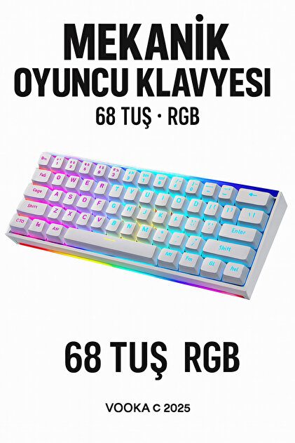 MAMBASNAKE 68 Tuş Red Switch RGB Mekanik Oyuncu Klavyesi – Hot