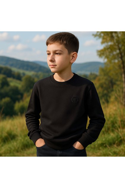 CMK 162-11-25 Erkek Çocuk Basic Nakışlı Sweatshirt – Rahat Kalıp 13/16 Yaş
