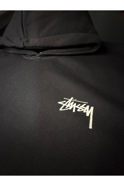 Unisex Stüssy Embossing Rubber Logo Printed 3 Thread Ş Fleece-Lined Hoodie Sweatshirt