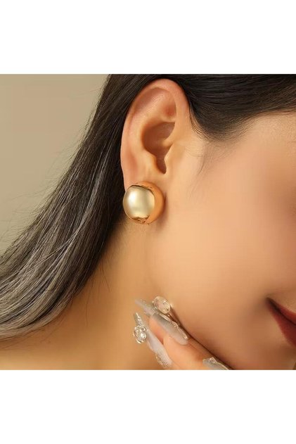 Gold Color Women's Ball Earrings
