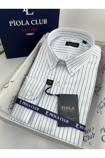 Men's Shirt Regular Fit Striped (Sax)