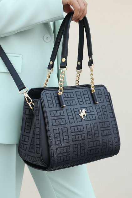 Women's Polo 4-Compartment Chain Detail Long Crisscross Straps & Clutch Bag 4040 (23x19 CM)