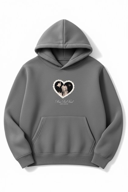 Oversized Smoke Gray Unisex Sabrina Carpenter Printed Hooded Sweatshirt
