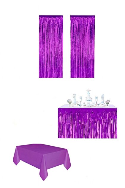 Purple Color Metallized Curtain Metallized Table Skirt Plastic Tablecloth