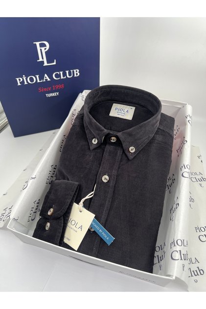 Men's Shirt Without Pockets Regular Fit Velvet (Smoked)