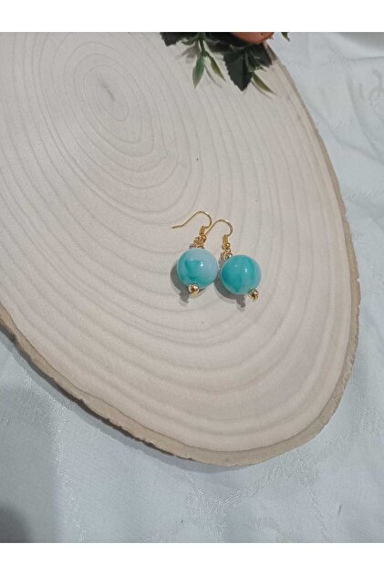 Blue Shiny Ball Earrings
