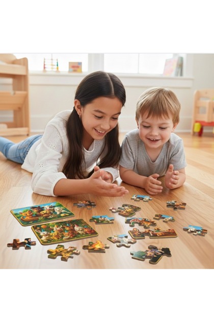 9 Pieces 4 Parts Snap-On Eva Puzzle, Farm Animals