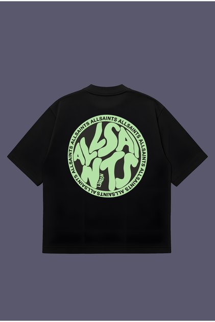 Allsaint Green Boxy Fit Oversized Unisex 100% Cotton-Pack T-Shirt – Printed T-Shirt | Streetwear