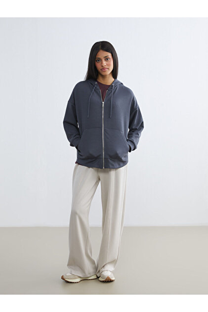 LC Waikiki KOOR SPORT Gri Modal Karışımlı Kadın Fermuarlı