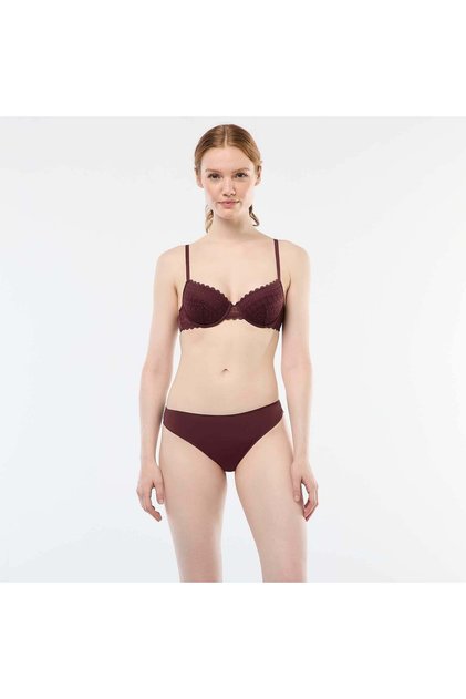 Microfiber and Lace Panties BROWN