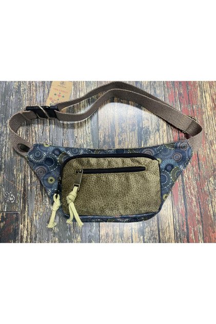 Unisex Ethnic Authentic Bohemian Daily Travel Waist Bag Multi-Pocket Water Resistant Khaki